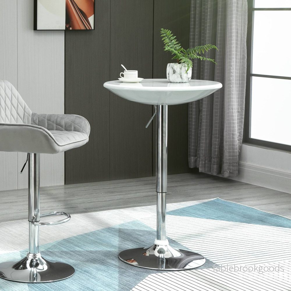Barbord, Justerbar Höjd, Vitmetall, Ø61 X 76-97 Cm - Bild 2