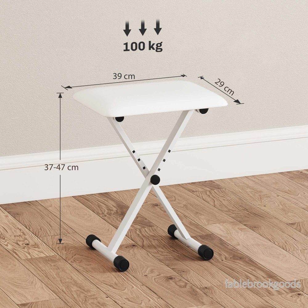 Justerbar hopfällbar pianobänk med X-frame och dyna i konstläder - Bild 3