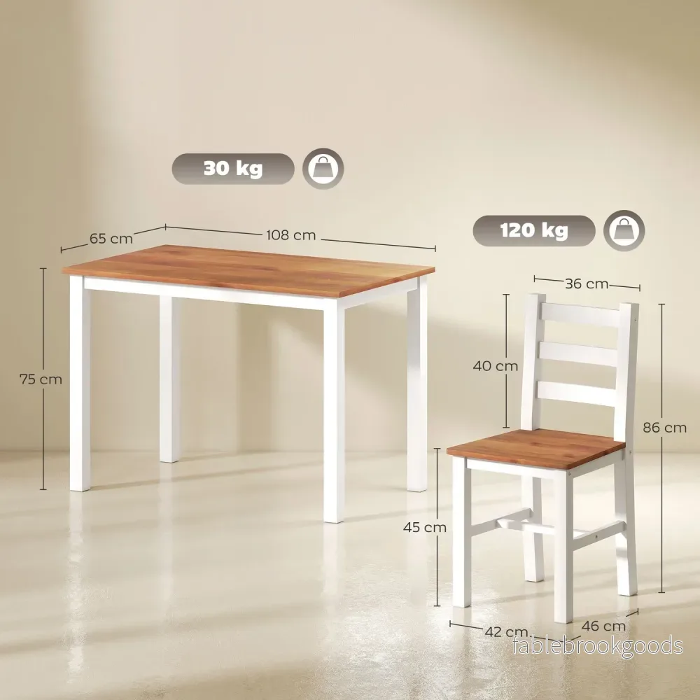 Matsalsset, matbord, 4 stolar, matsalsset, furu, brun+vit - Bild 3