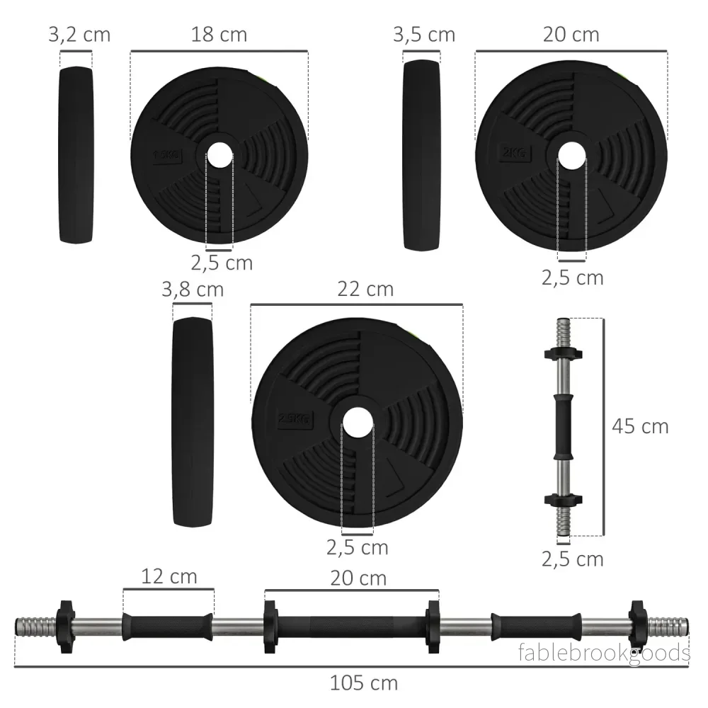 2-i-1 hantelset, justerbar 25 kg, halkfri, svart/grön - Bild 3