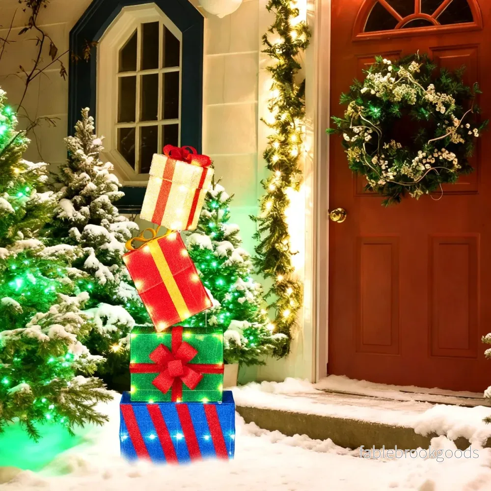 pack – upplysta julklappslådor, lysande presentlådor med färgglada rosetter, flerfärgade – 4 – Flerfärgad - Bild 3