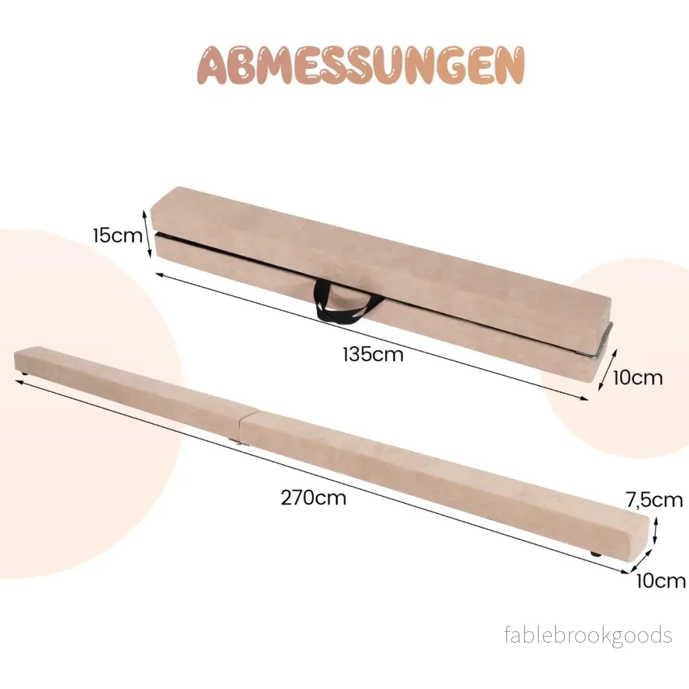 Balansbom – för barn, hopfällbar gymnastikbom med bärhandtag – 270 cm – Brun - Bild 2