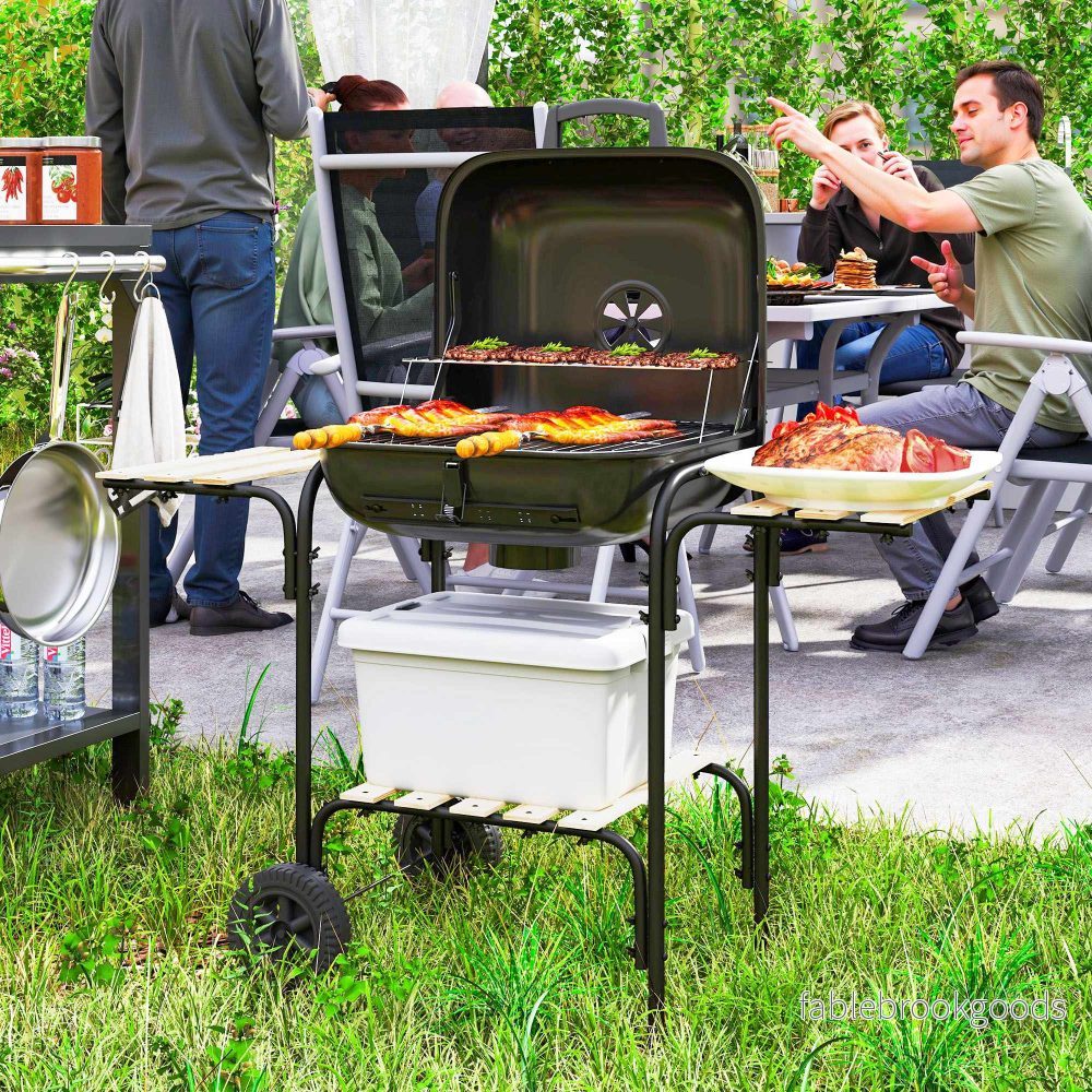 Kolgrill med låsbart lock, stålram, 1840 cm² kokyta - Bild 2