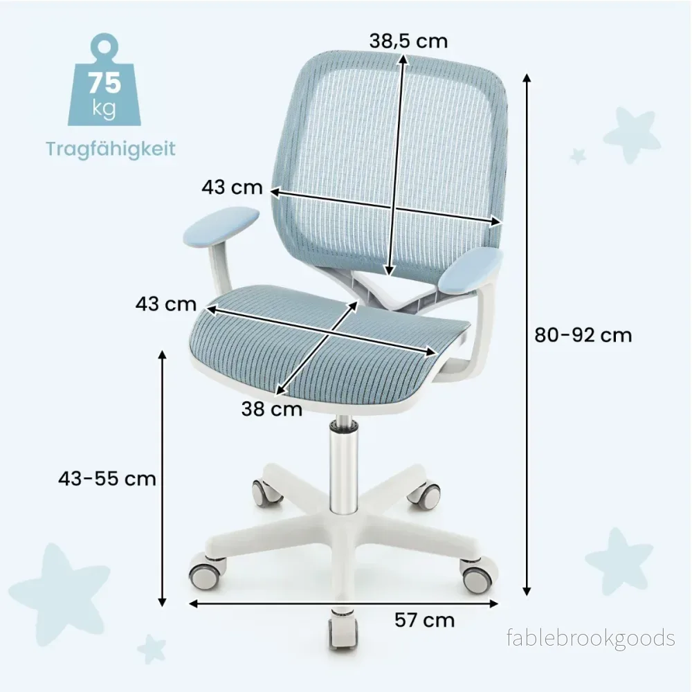 Barns – höjjusterbara skrivbord + datorstol set, studiebord, blått. – Blå - Bild 3