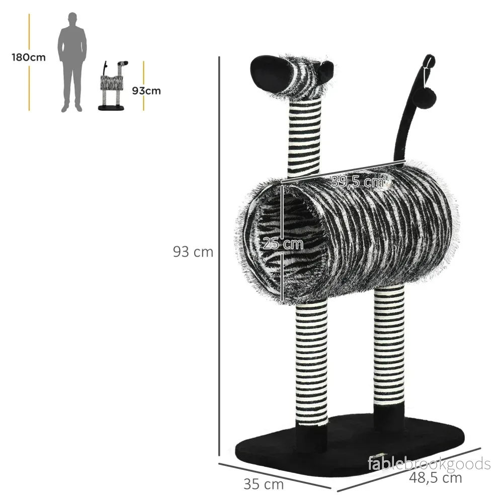 Kattträd med skrapstolpe och tunnel, Zebra Design - Bild 3