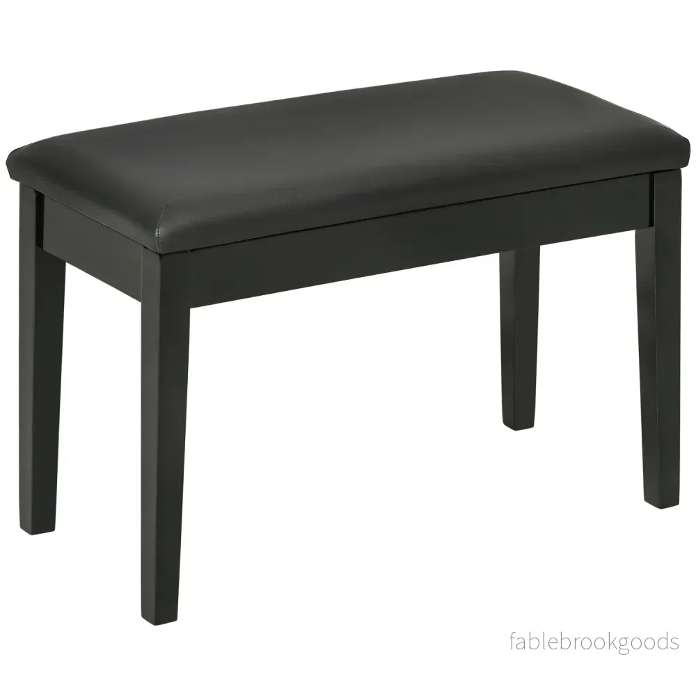 Höjdjusterbar svart pianobänk med förvaring, 75x35x49 cm