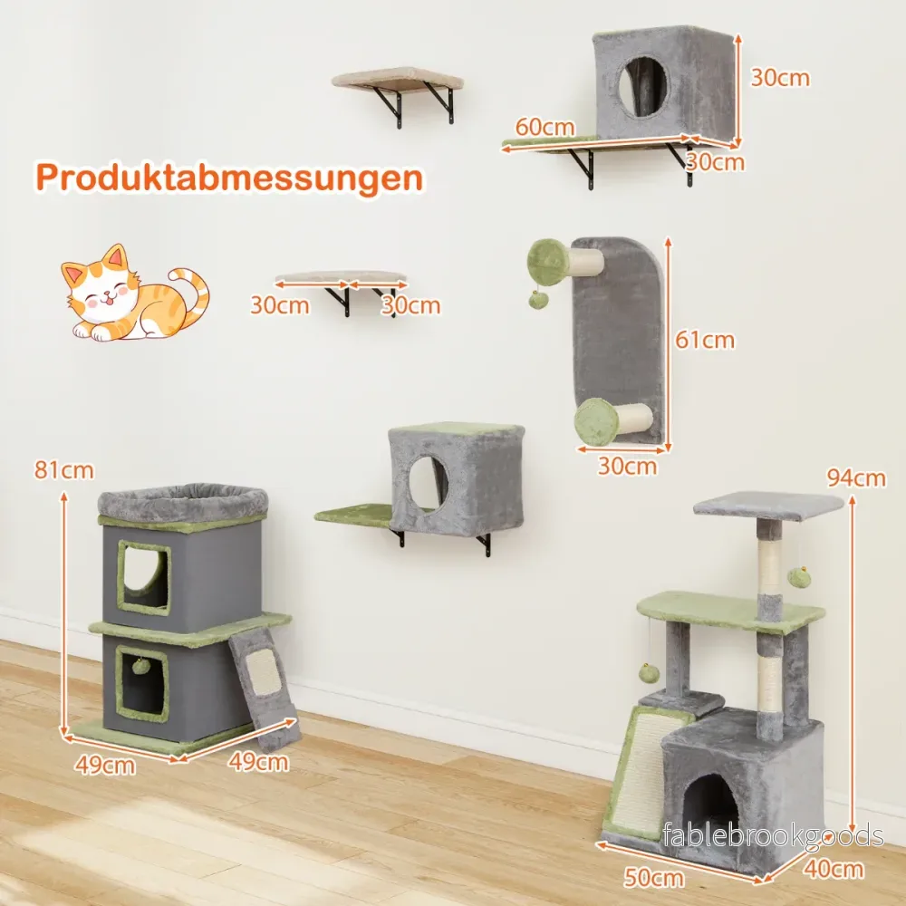 i – kattmöbelset kattaktivitetscentrum med hus stegs klösträd – 3 1 3 – Grå - Bild 2