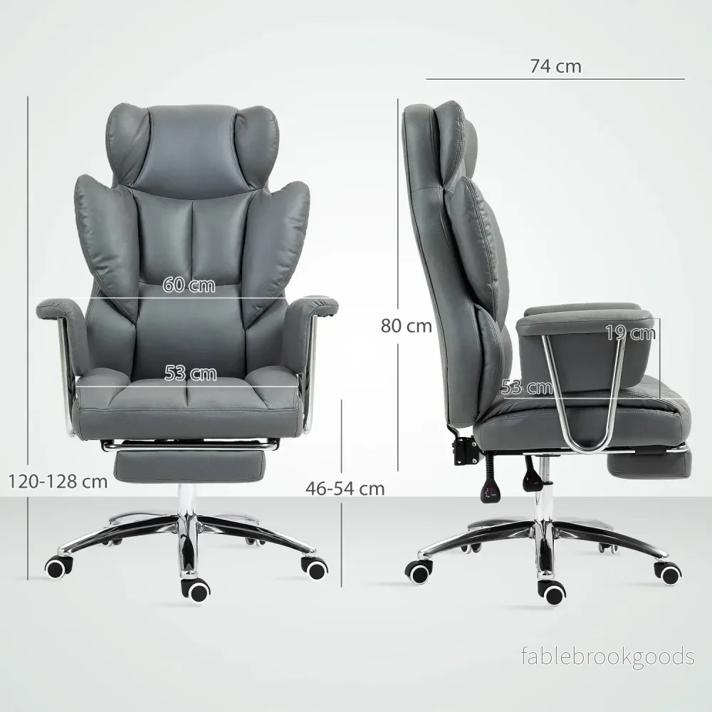 Ergonomisk liggande kontorsstol med fotstöd, mörkgrå - Bild 3