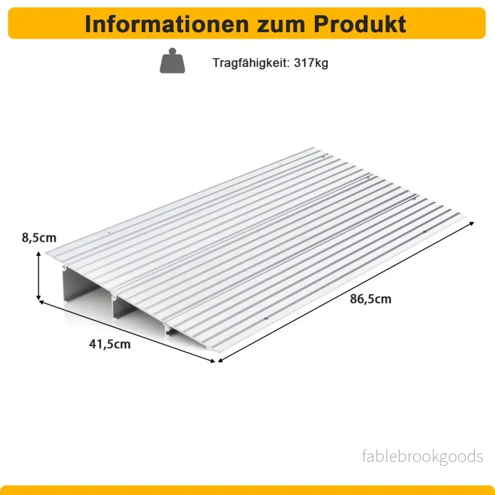Dörrtröskelramp – hög infartsramp med justerbar aluminiumram halkfri påfartsramp – 8,5 cm – Silver - Bild 3