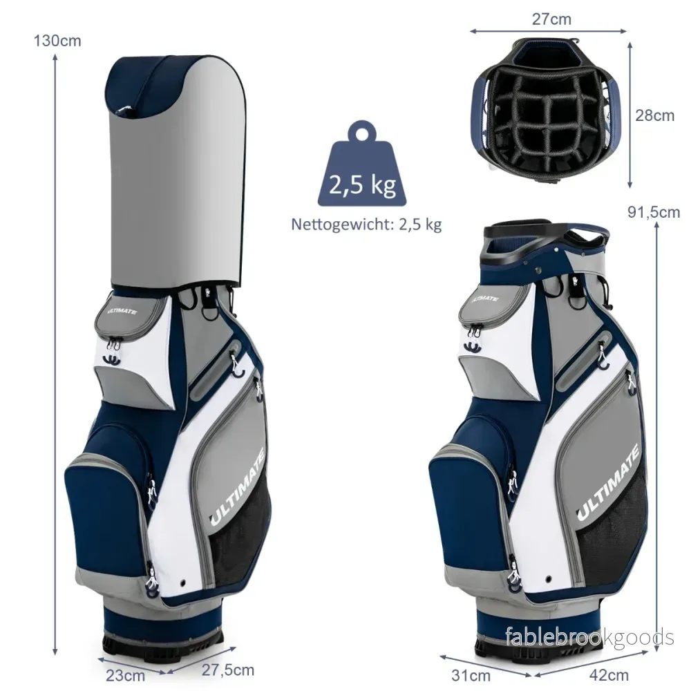 Lätt – och bärbar golfväska med fullängdsavdelare marinblå + – 14 – Blå - Bild 2