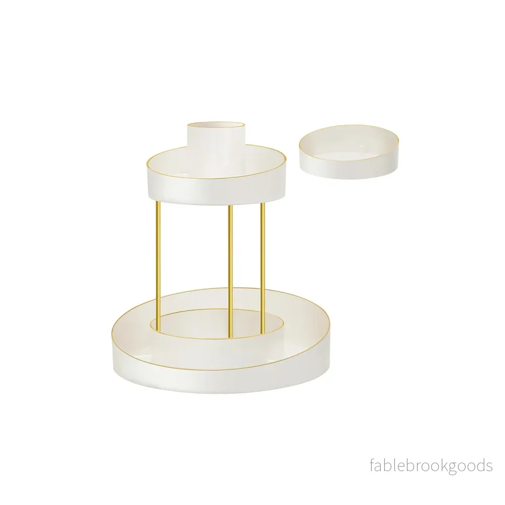 Make-Up Organizer Roterbar med extra bricka Vitguld Make-Up Organizer Roterbar med extra bricka Vitguld