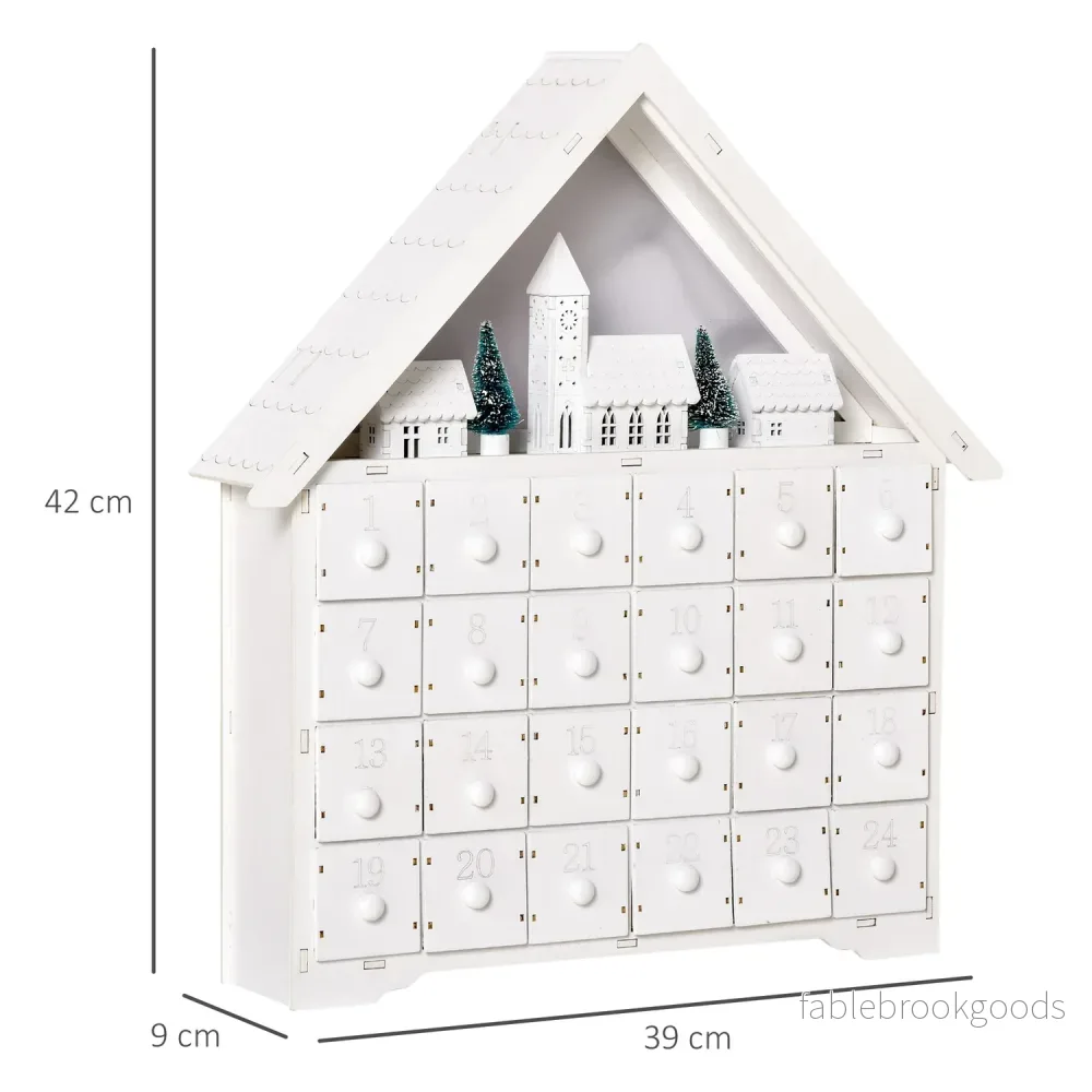 Adventskalender Med LED, 24 fyllbara fack, Vit - Bild 3