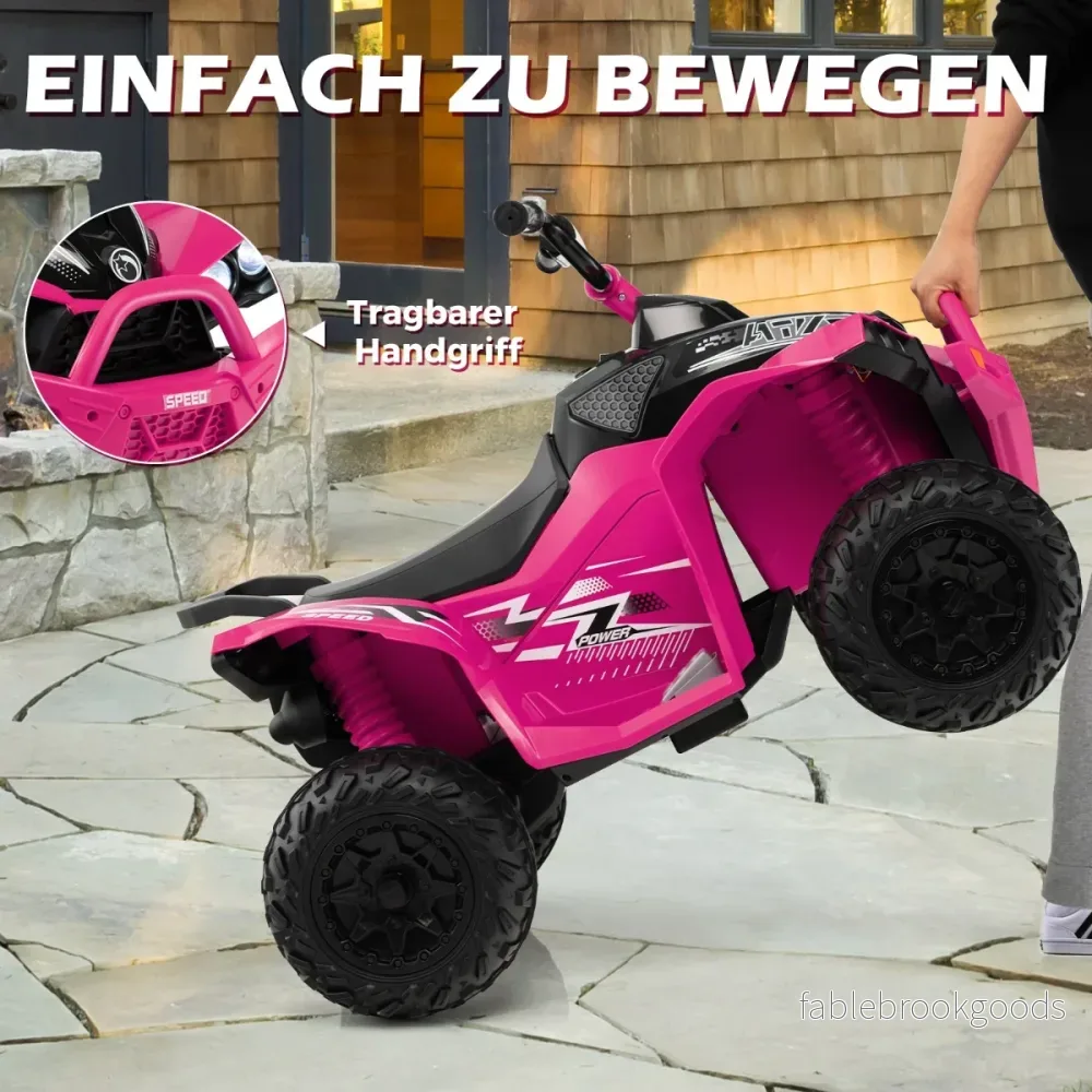 12V – elektrisk fyrhjuling för barn med km/h hastighet och signalhorn LED ljus – 3-5 – Rosa - Bild 3
