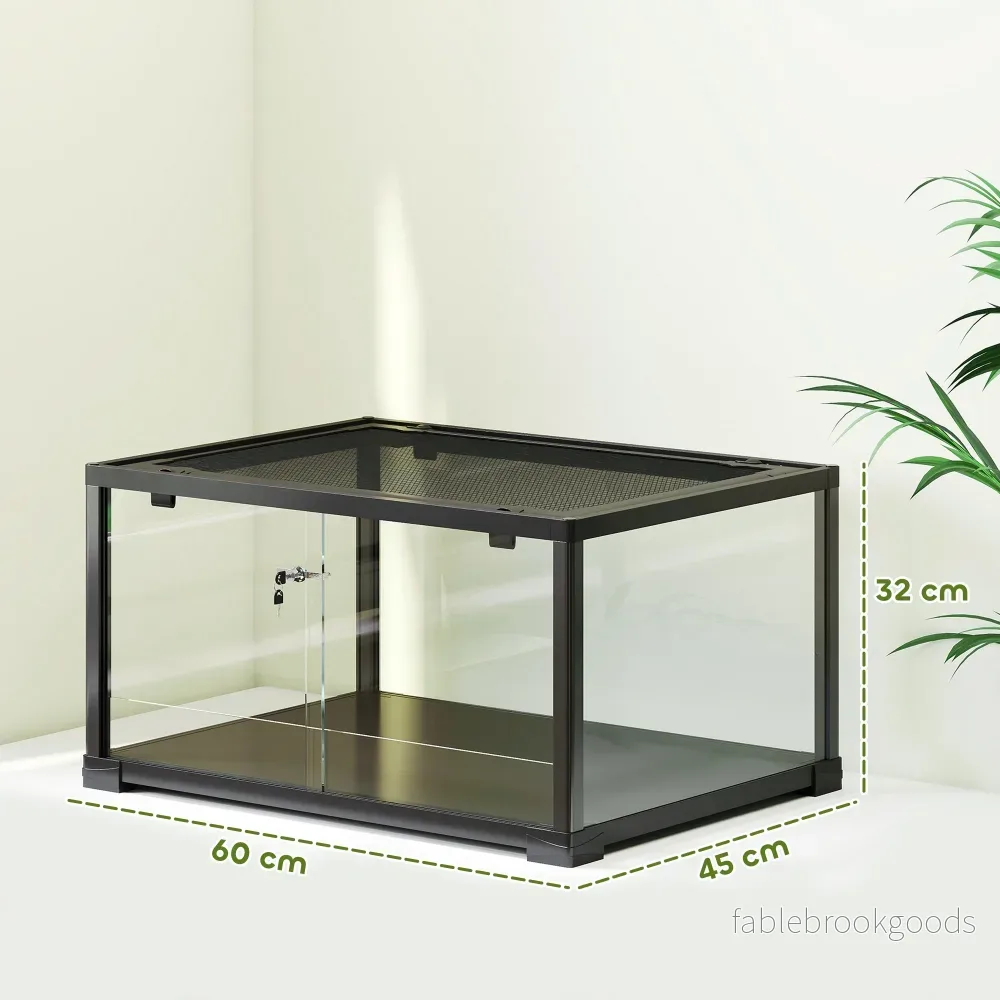 Reptilterrarium, 86 liter, skjutdörrar, säkert, 60x45x32 cm - Bild 3