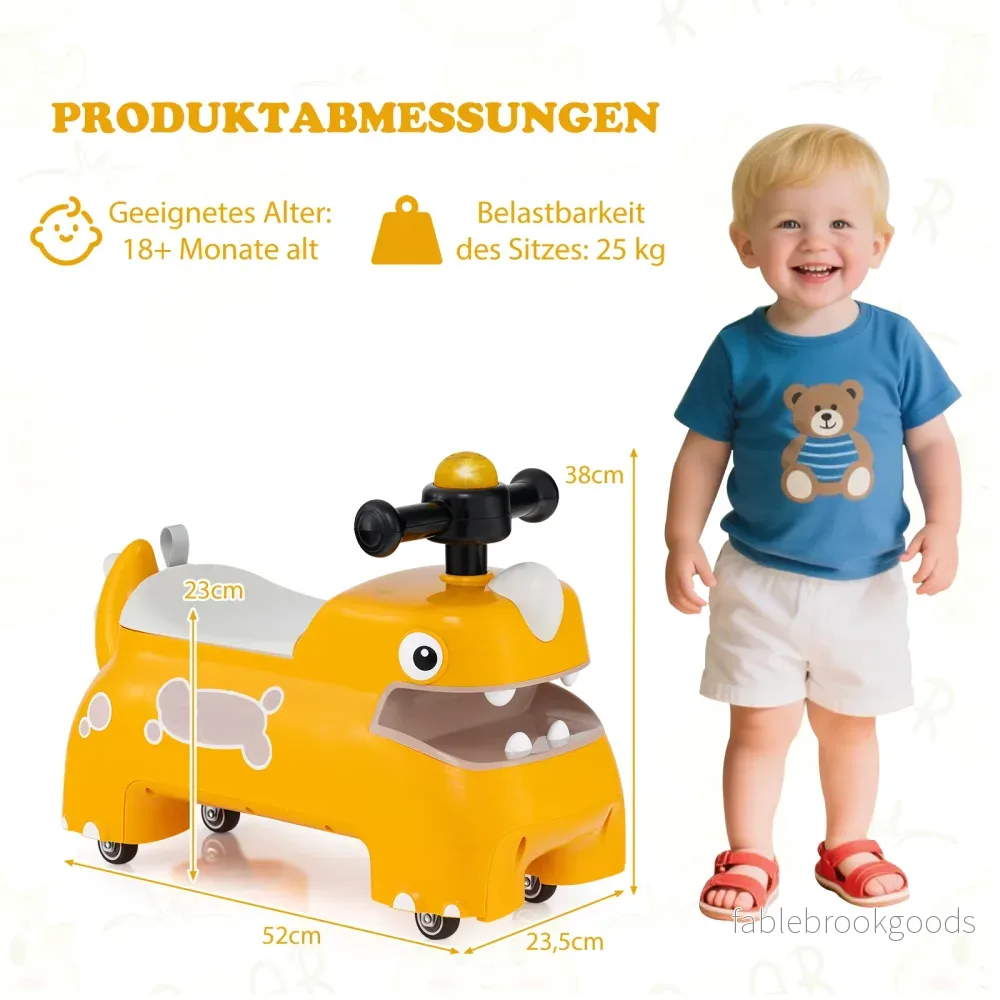 Småbarns – åkbar leksaksfordon med förvaring under sätet, ljus, musik och horn, – . – Gul - Bild 2